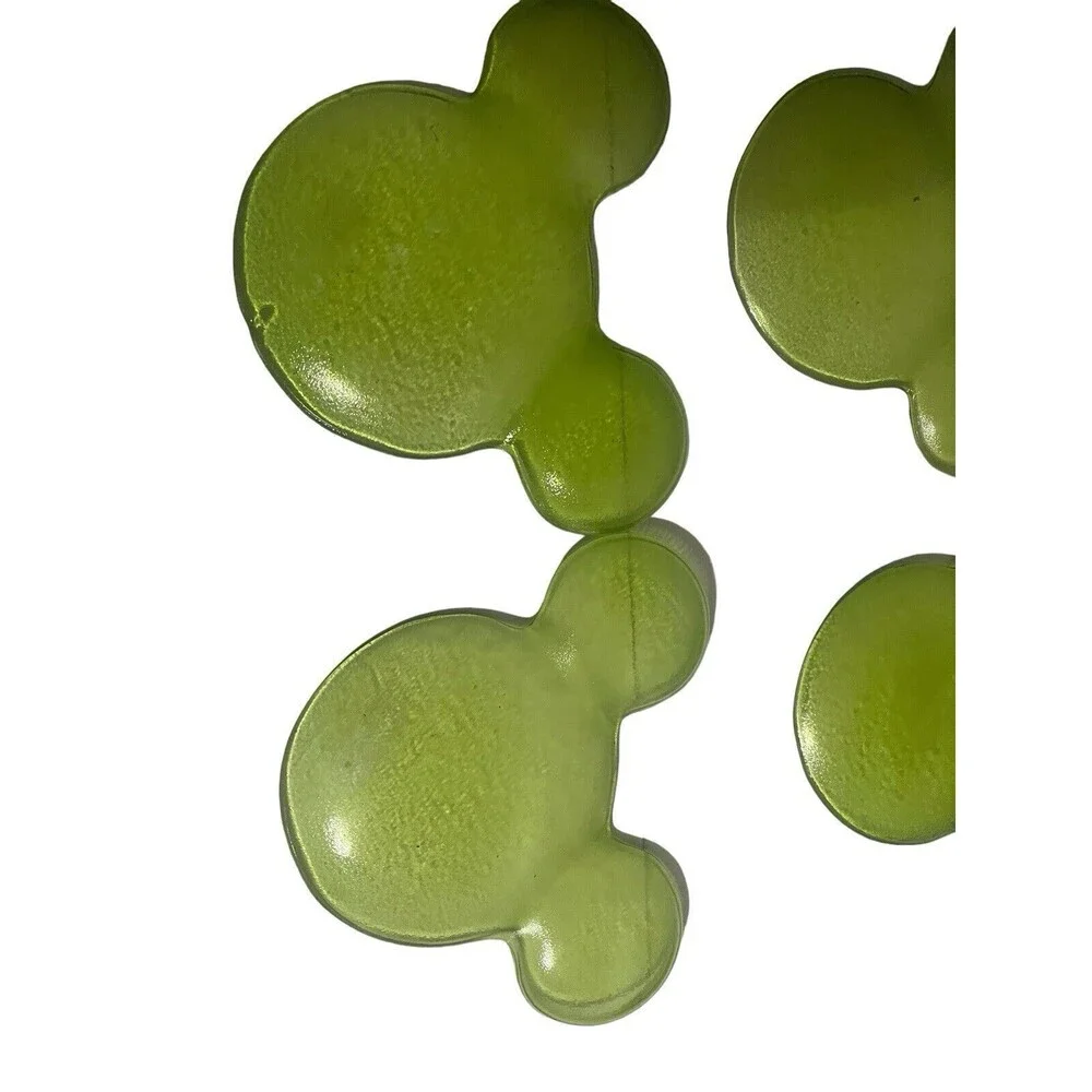 Disney Green Glass Mickey Mouse Serving Plate Set Of 4